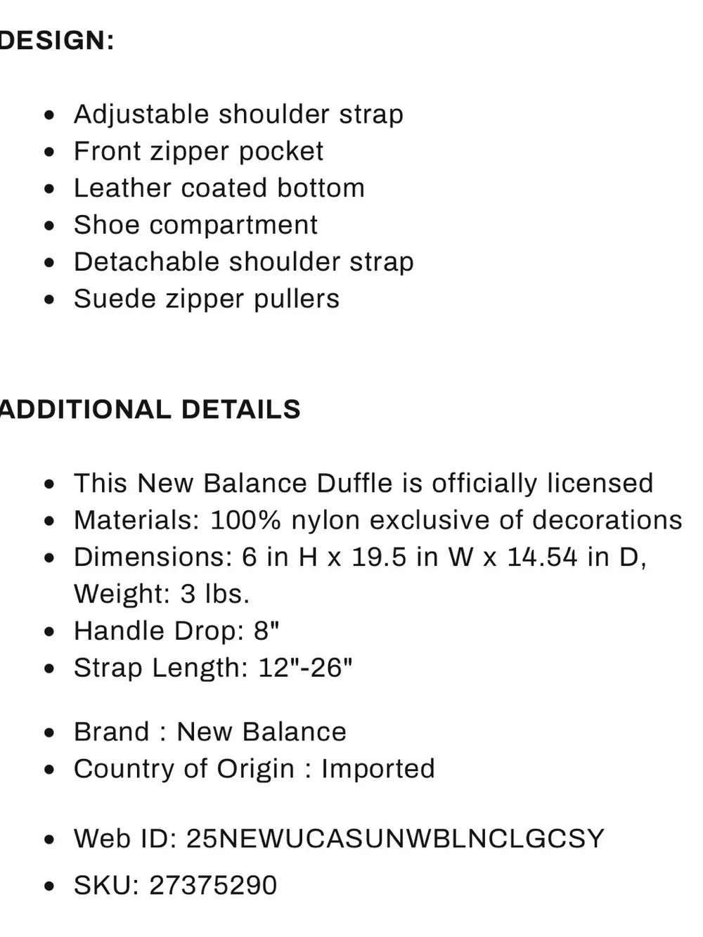 New Balance stylish duffel